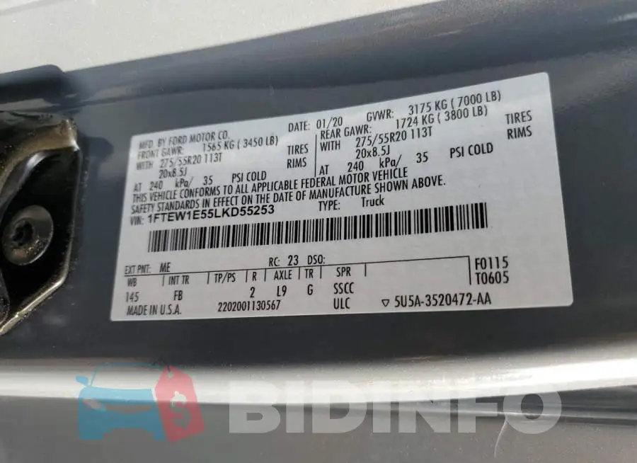 1FTEW1E55LKD55253 Photo# 10