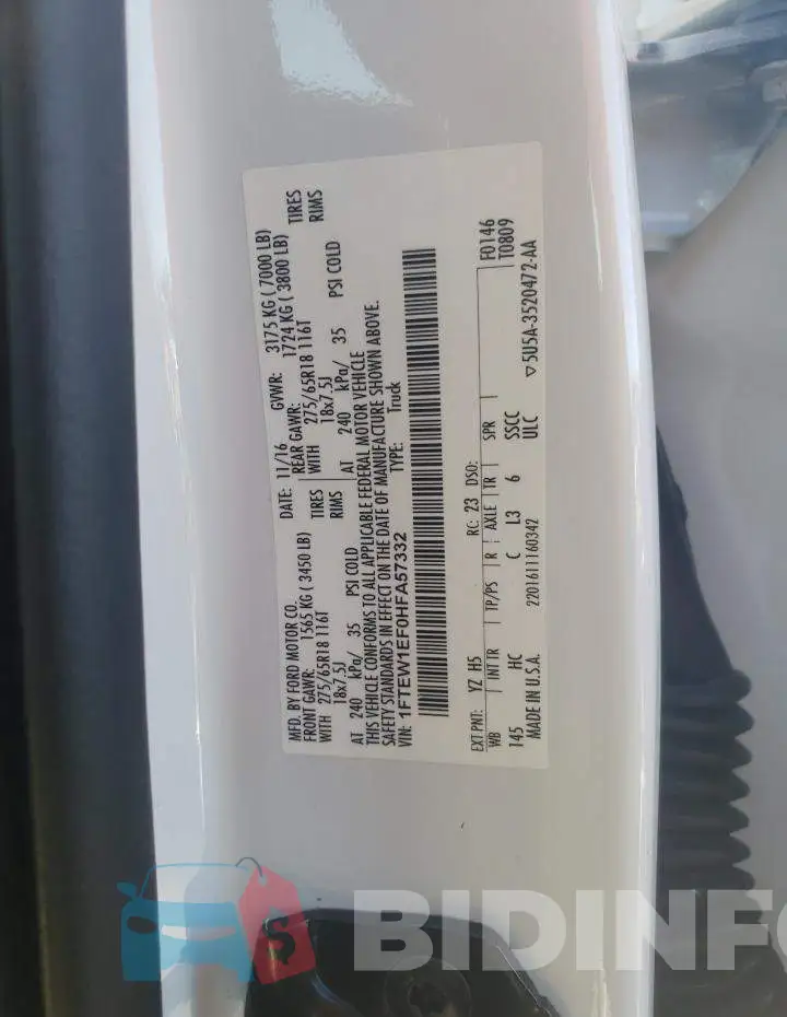 1FTEW1EF0HFA57332 Photo# 12