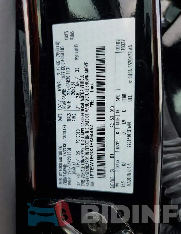 1FTEW1EGXJFA94452 Photo# 12