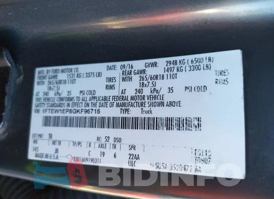 1FTEW1EP8GKF96716 Photo# 12