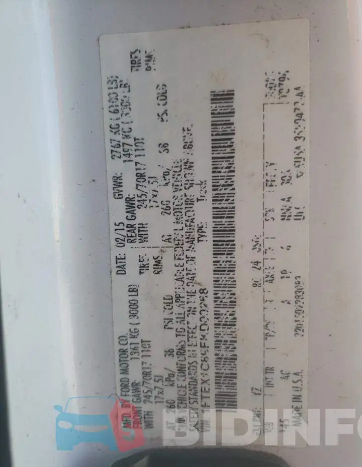 1FTEX1C89FKD00268 Photo# 12