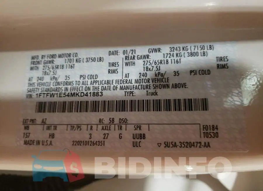 1FTFW1E54MKD41883 Photo# 12