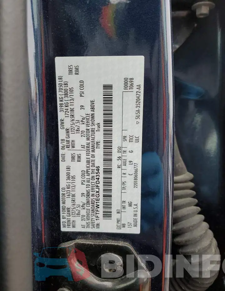 1FTFW1EGXJFD43546 Photo# 12