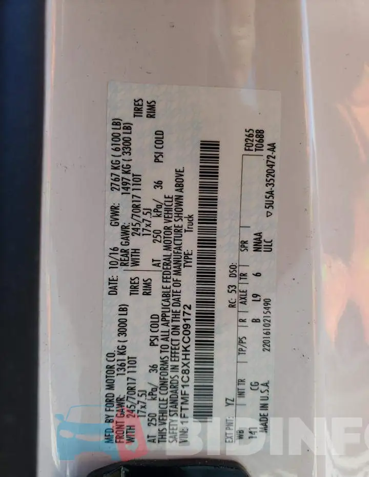 1FTMF1C8XHKC09172 Photo# 12