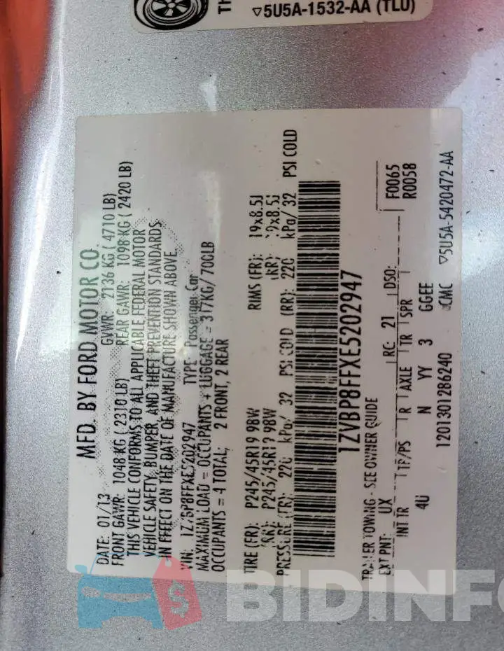 1ZVBP8FFXE5202947 Photo# 10