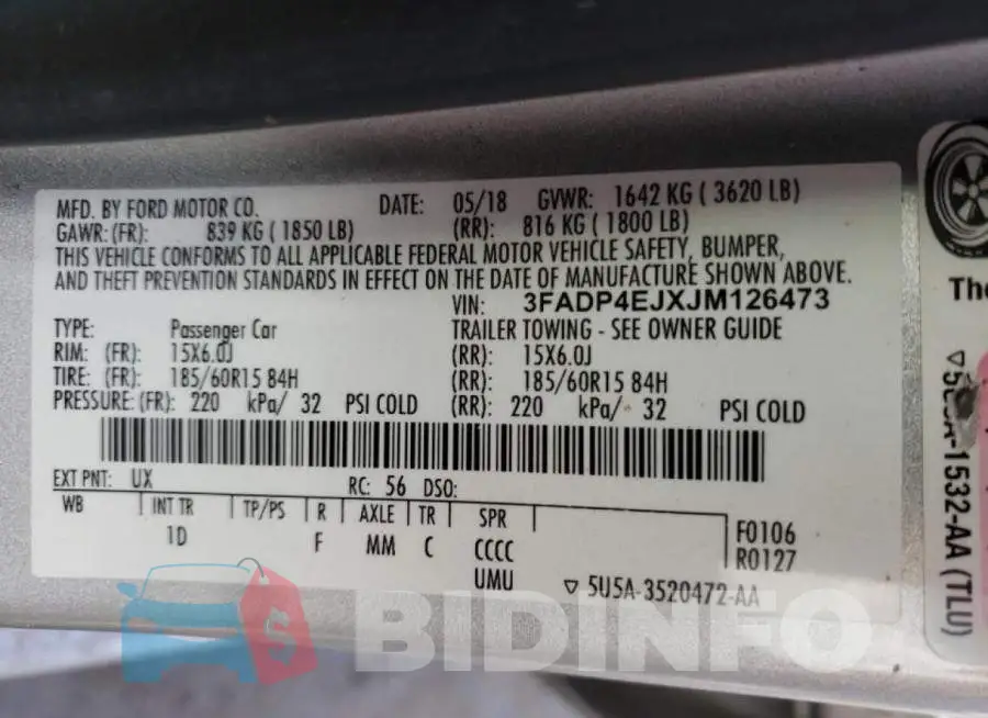 3FADP4EJXJM126473 Photo# 10