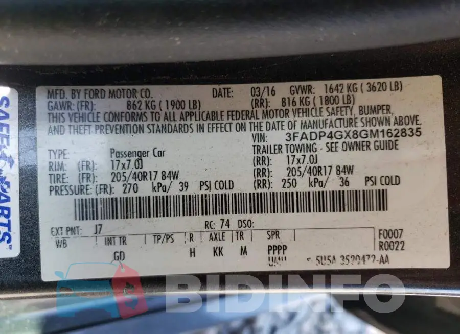 3FADP4GX8GM162835 Photo# 10