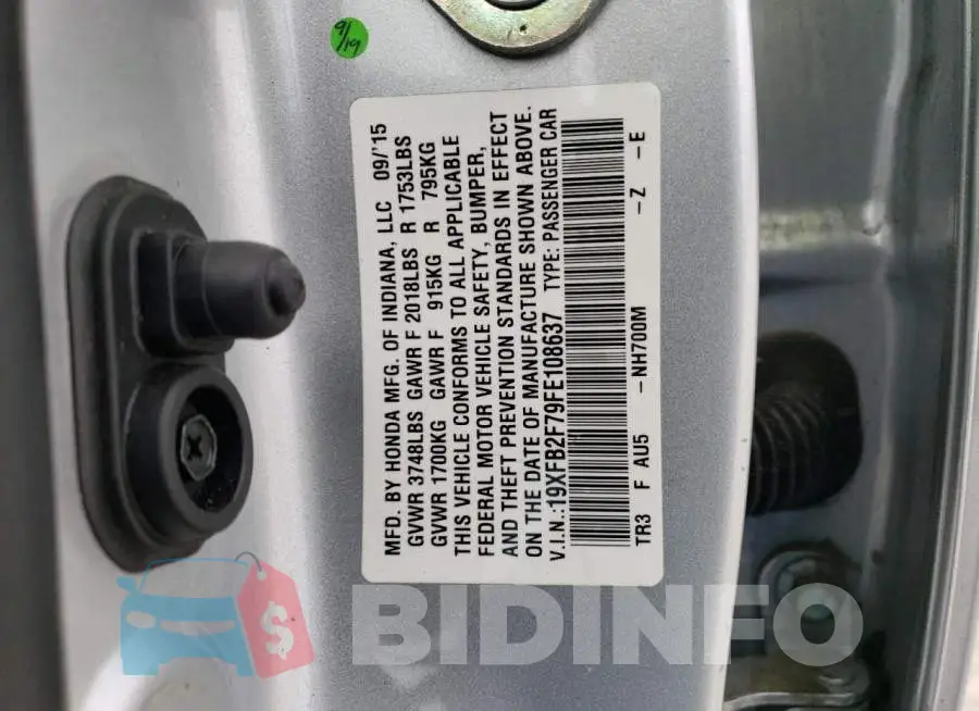 19XFB2F79FE108637 Photo# 12