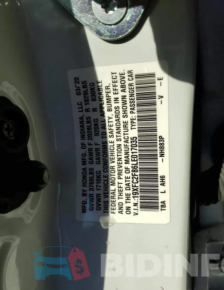 19XFC2F86LE017035 Photo# 12