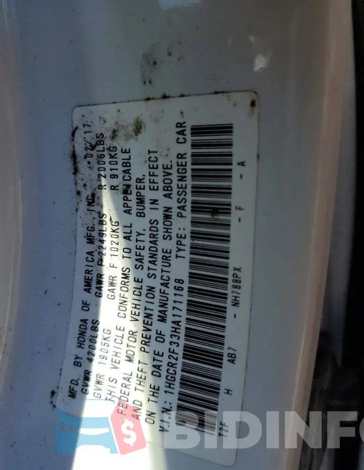 1HGCR2F33HA171168 Photo# 12