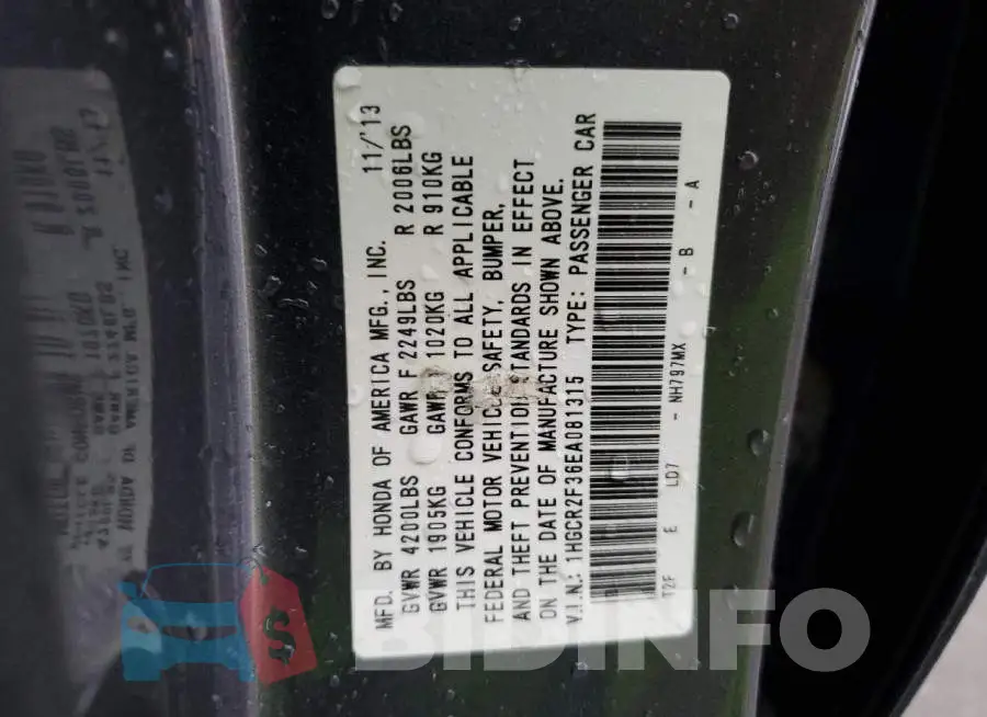 1HGCR2F36EA081315 Photo# 12