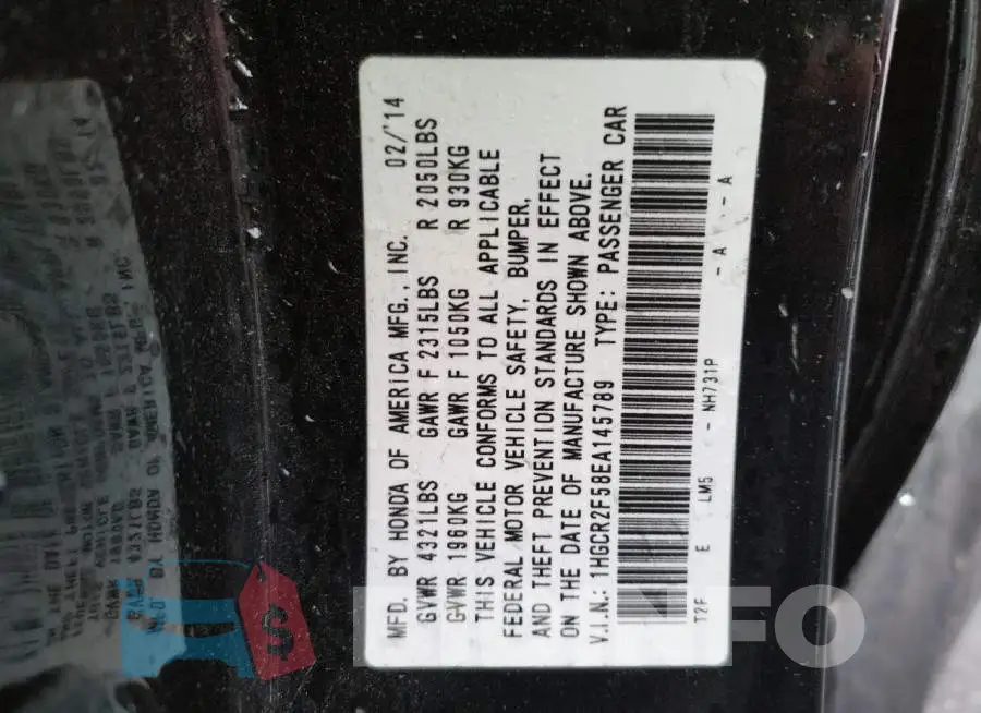 1HGCR2F58EA145789 Photo# 12