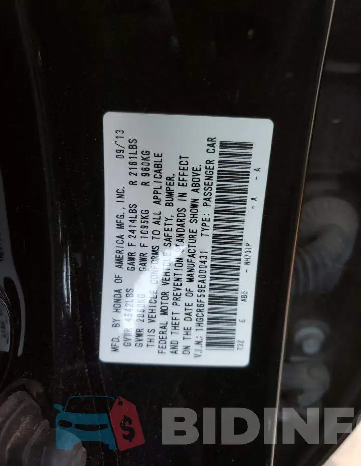 1HGCR6F59EA000431 Photo# 12