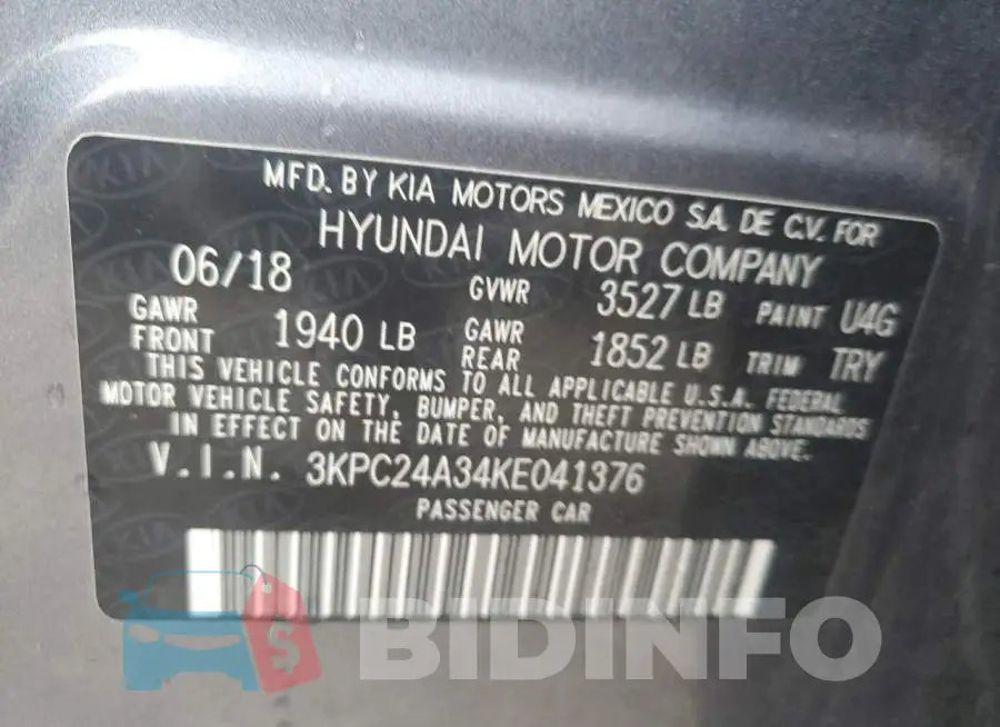 3KPC24A34KE041376 Photo# 12