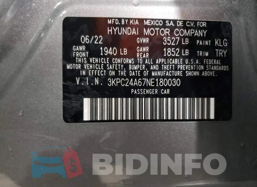 3KPC24A67NE180030 Photo# 12
