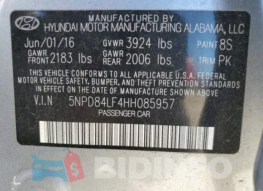 5NPD84LF4HH085957 Photo# 12