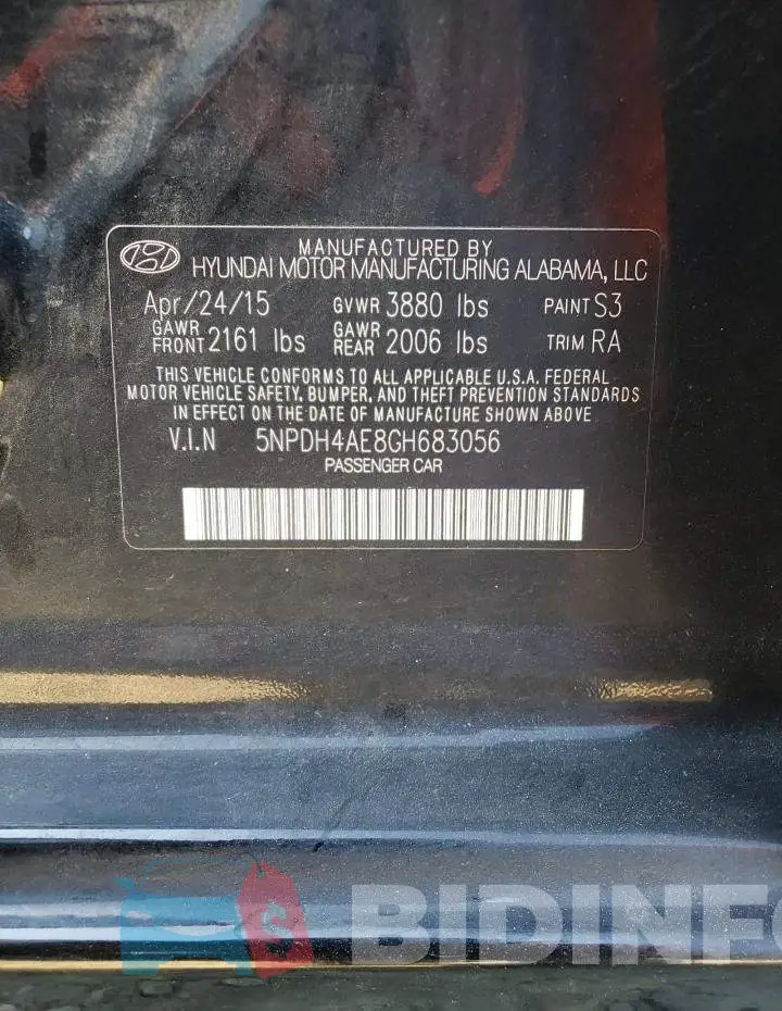 5NPDH4AE8GH683056 Photo# 10