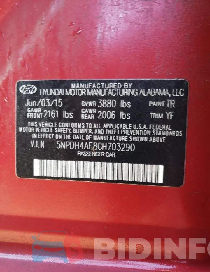 5NPDH4AE8GH703290 Photo# 13