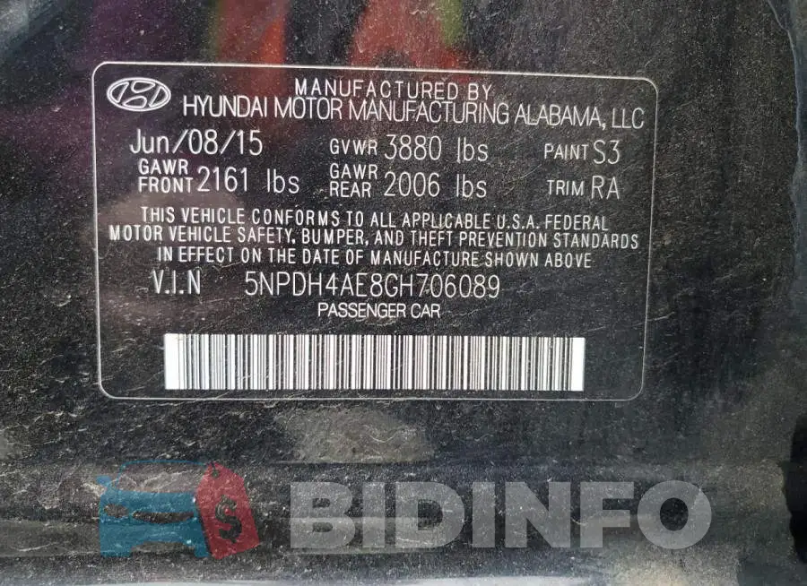 5NPDH4AE8GH706089 Photo# 12