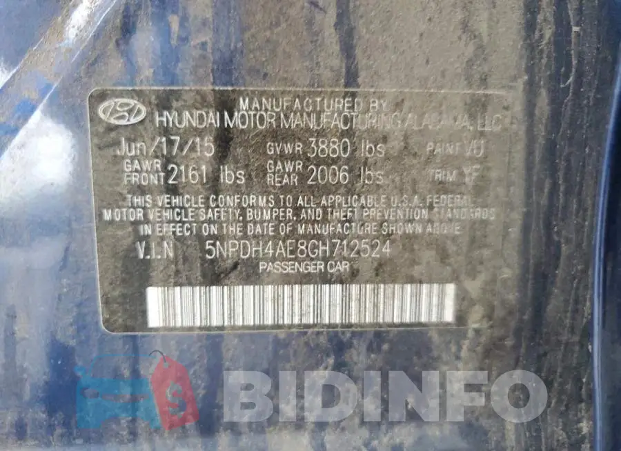 5NPDH4AE8GH712524 Photo# 12