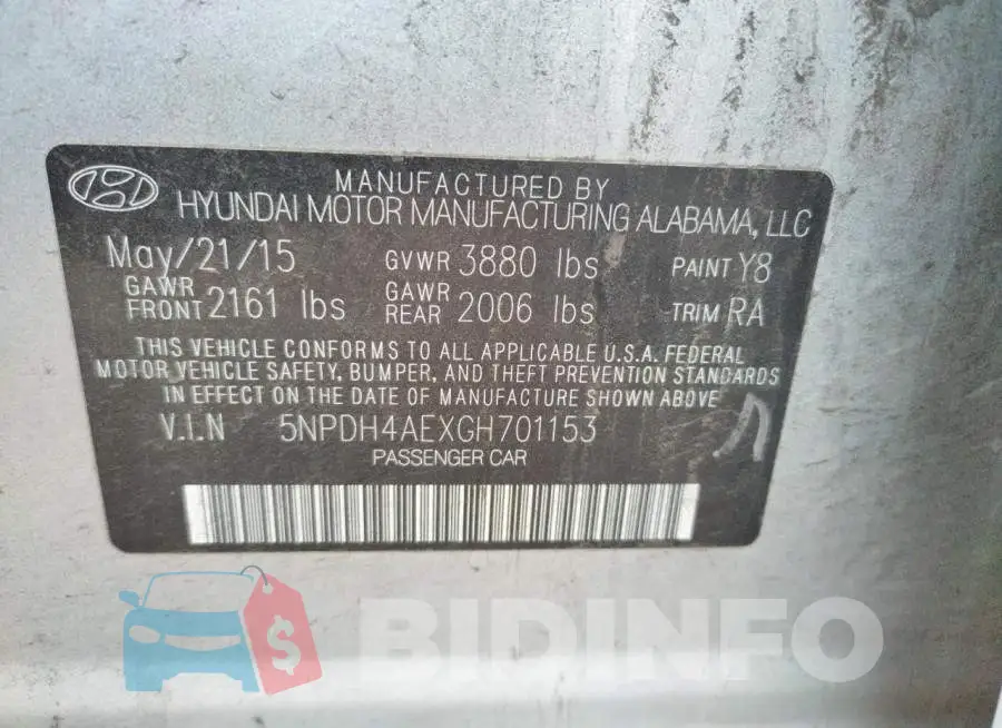 5NPDH4AEXGH701153 Photo# 12