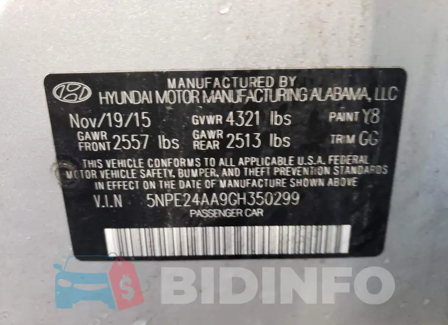 5NPE24AA9GH350299 Photo# 10
