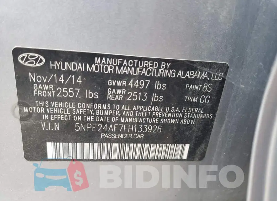 5NPE24AF7FH133926 Photo# 12