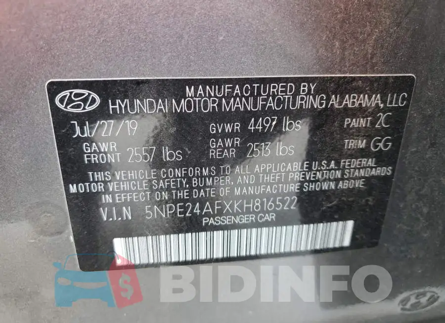 5NPE24AFXKH816522 Photo# 12