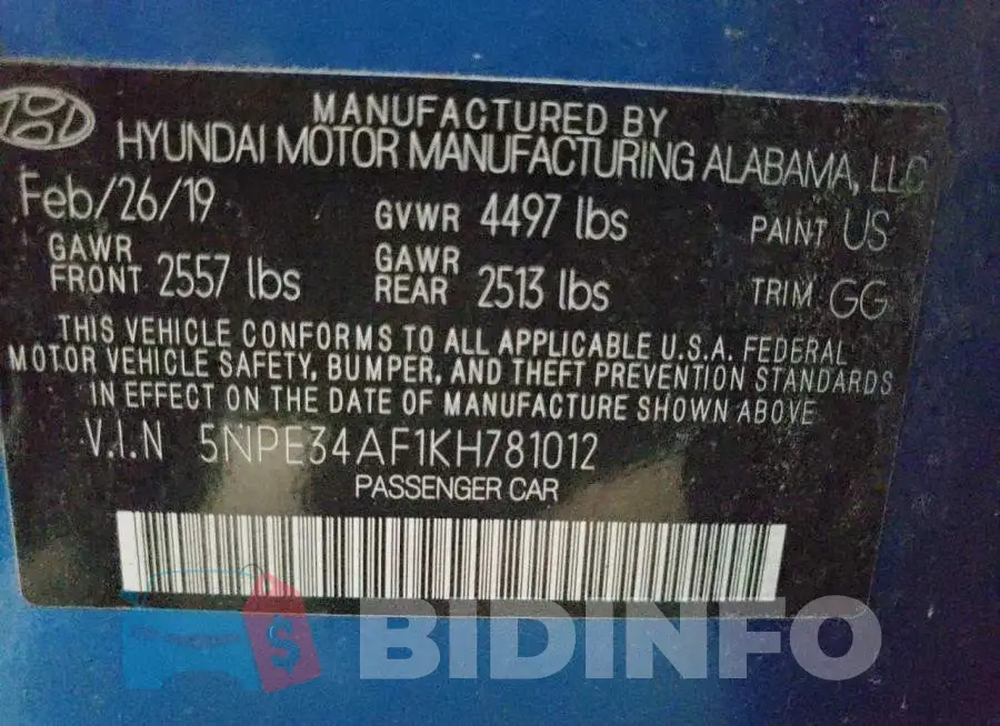 5NPE34AF1KH781012 Photo# 10