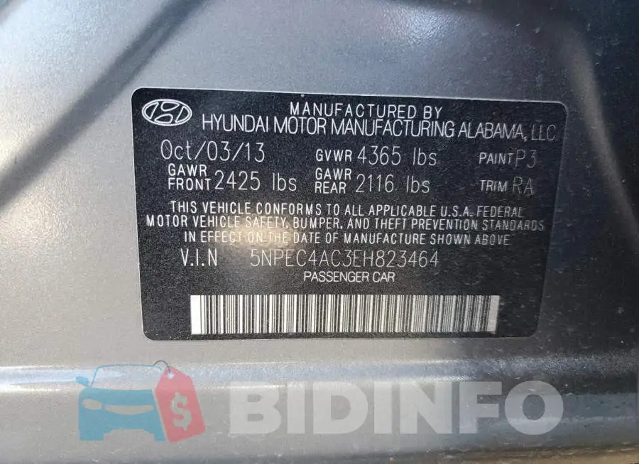 5NPEC4AC3EH823464 Photo# 12