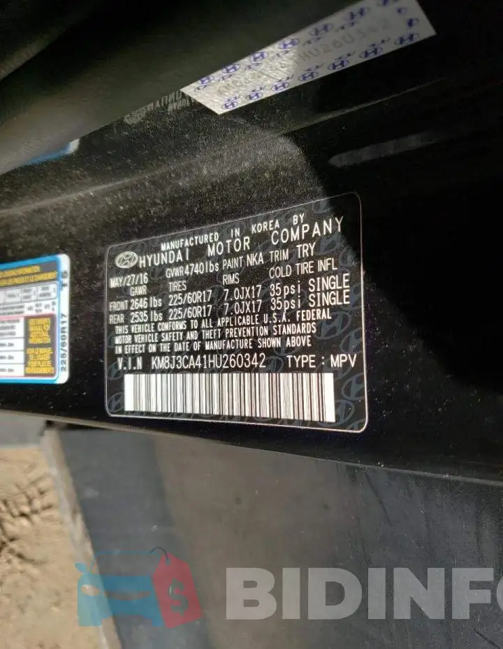 KM8J3CA41HU260342 Photo# 13