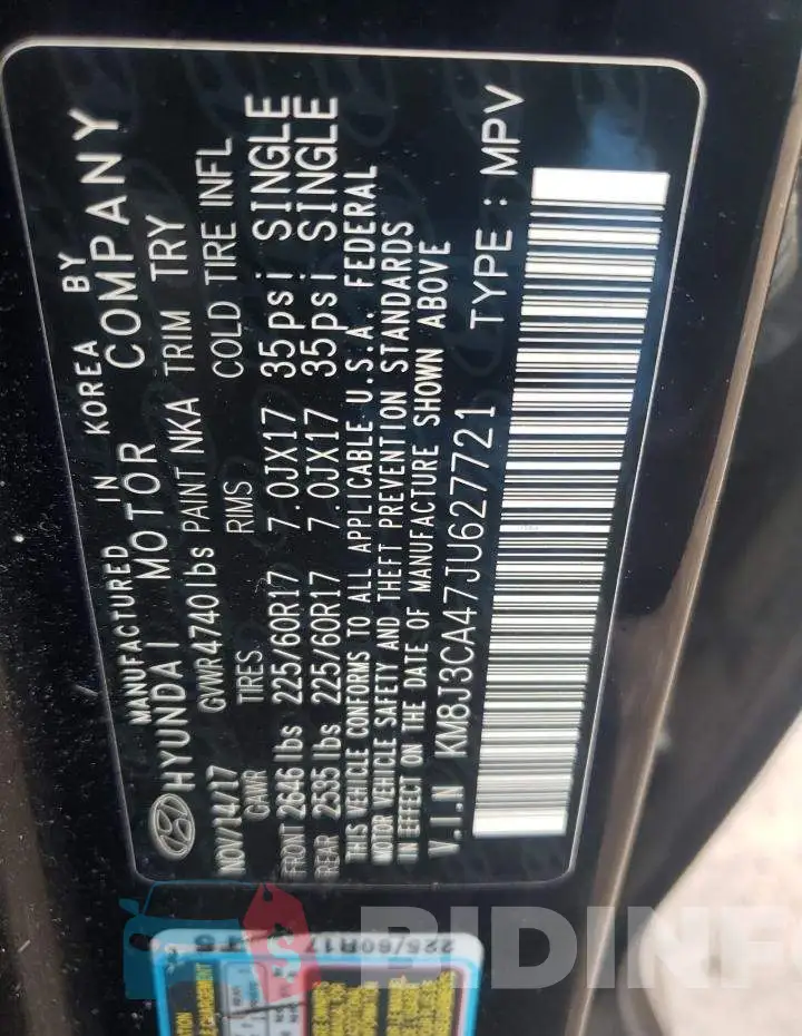 KM8J3CA47JU627721 Photo# 13