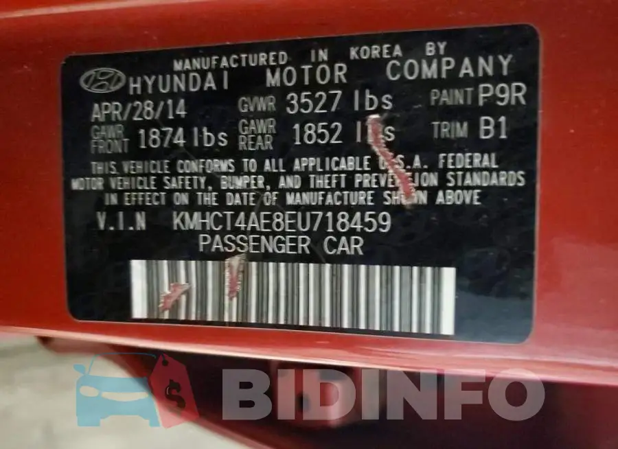 KMHCT4AE8EU718459 Photo# 10