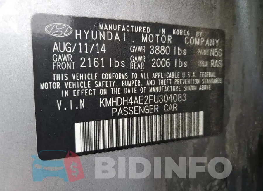 KMHDH4AE2FU304083 Photo# 12
