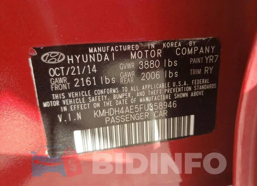 KMHDH4AE5FU358946 Photo# 10