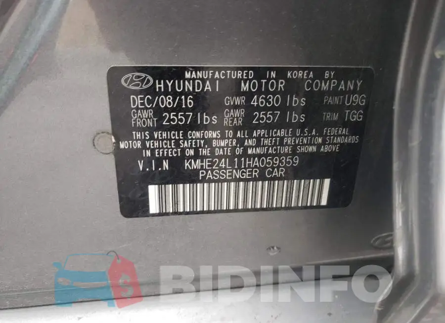 KMHE24L11HA059359 Photo# 12