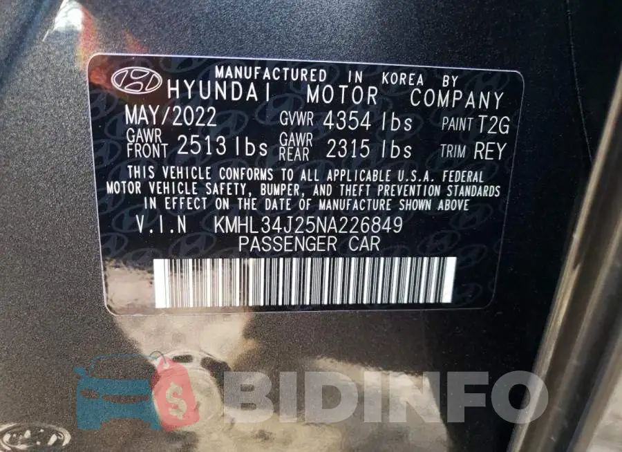 KMHL34J25NA226849 Photo# 12