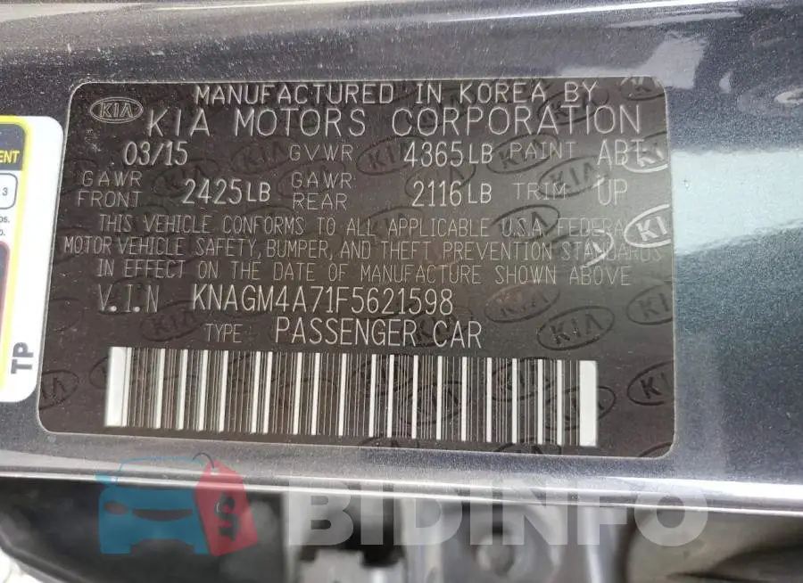 KNAGM4A71F5621598 Photo# 12