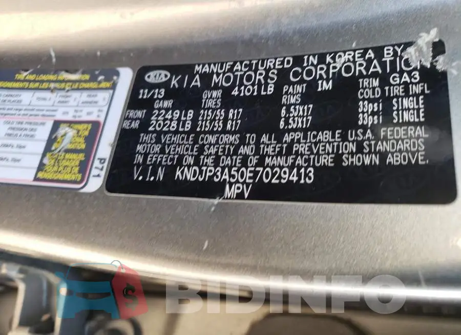 KNDJP3A50E7029413 Photo# 12