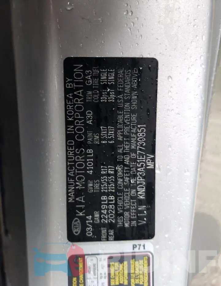 KNDJP3A51E7730851 Photo# 12