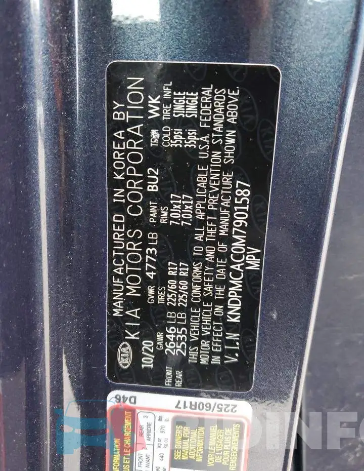 KNDPMCAC0M7901587 Photo# 12