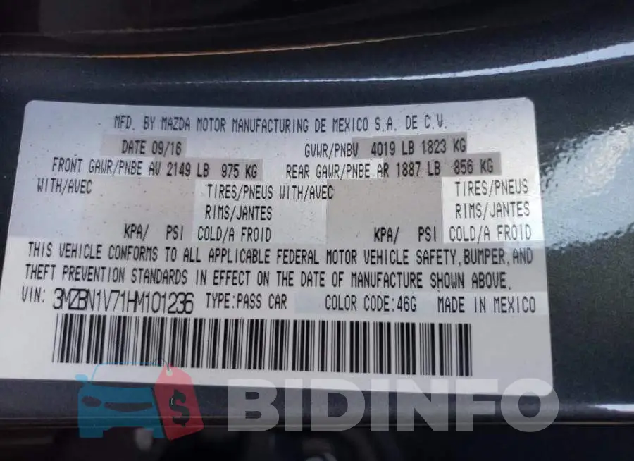3MZBN1V71HM101236 Photo# 12