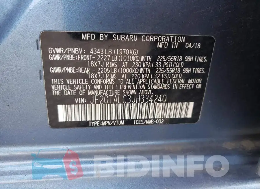 JF2GTALC3JH334240 Photo# 12