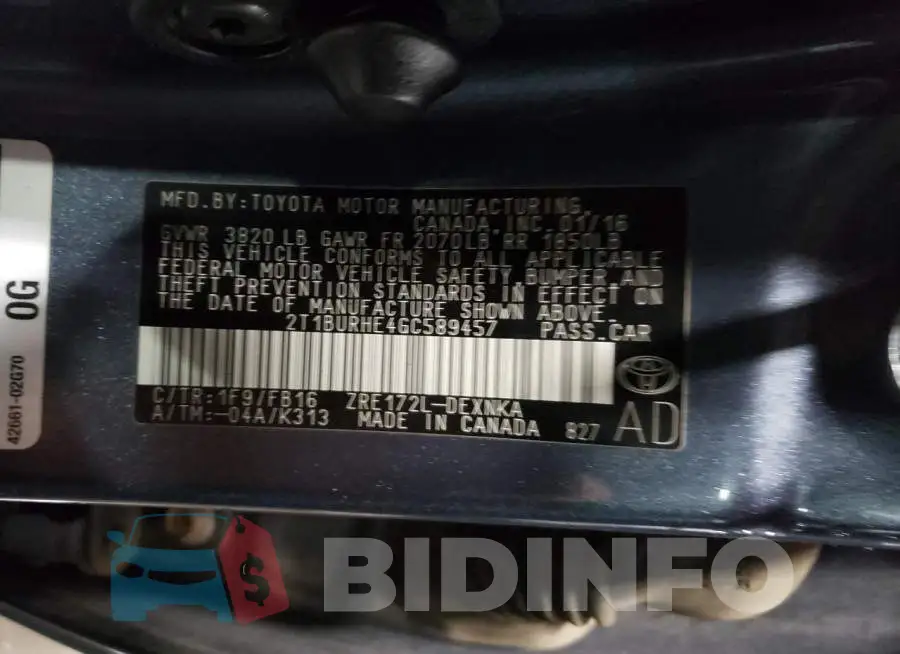 2T1BURHE4GC589457 Photo# 12
