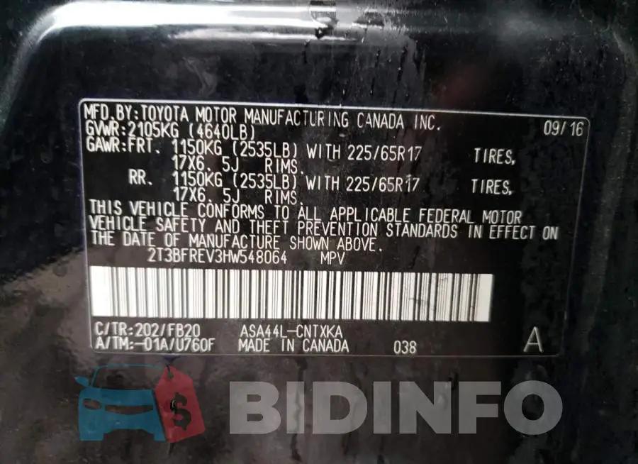 2T3BFREV3HW548064 Photo# 13