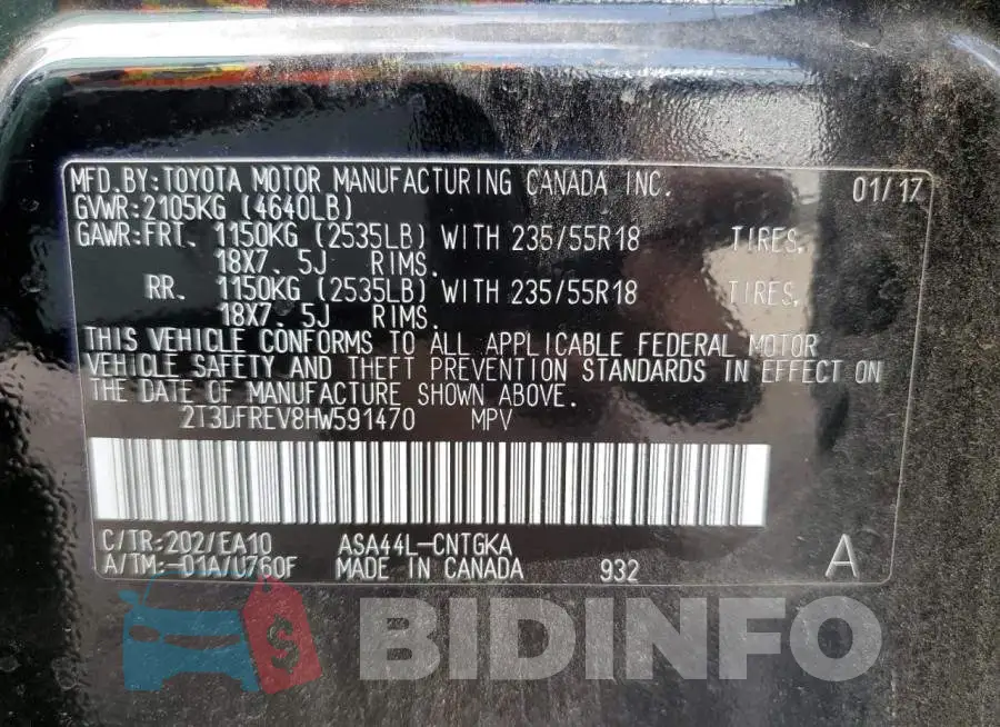 2T3DFREV8HW591470 Photo# 10