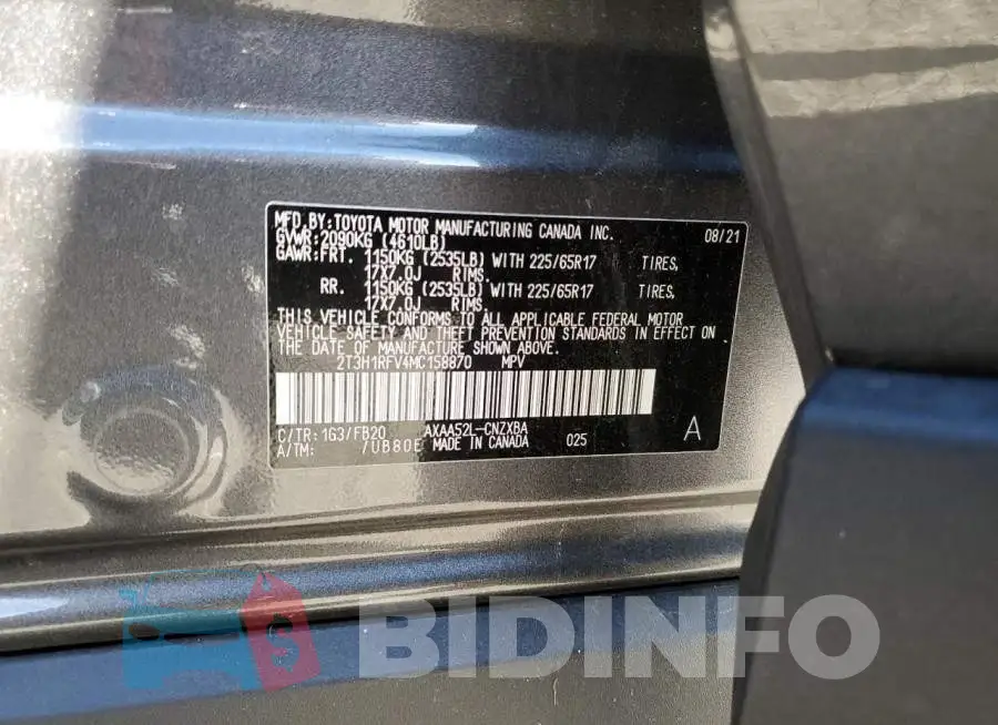 2T3H1RFV4MC158870 Photo# 12