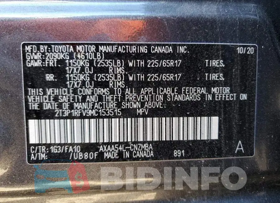 2T3P1RFV9MC153515 Photo# 10