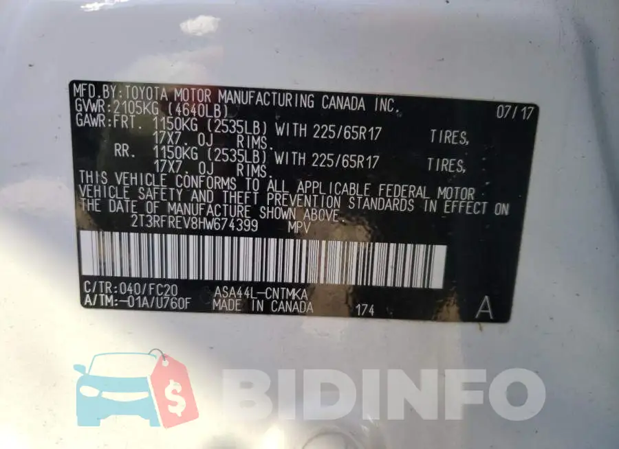2T3RFREV8HW674399 Photo# 10