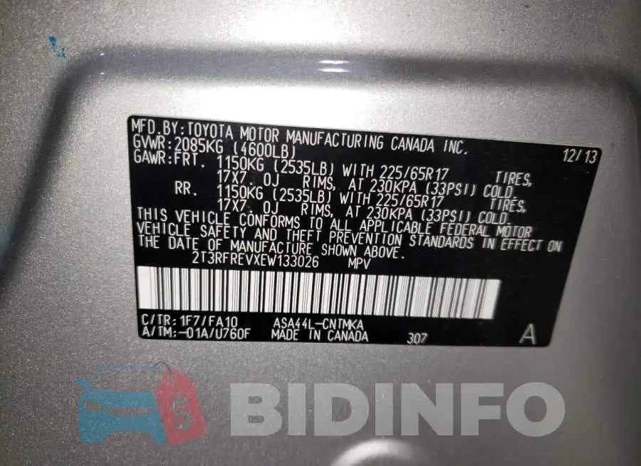 2T3RFREVXEW133026 Photo# 13